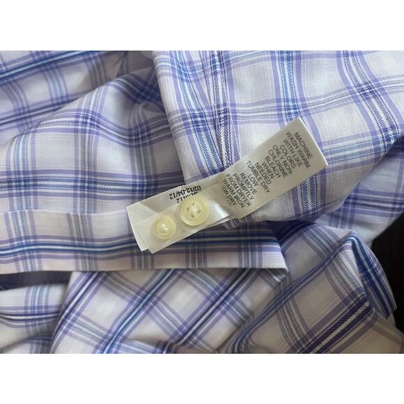 Banana Republic Blue and Gray Non-Iron Slim Fit Button-up Shirt Size 15/15.5 - Picture 7 of 7